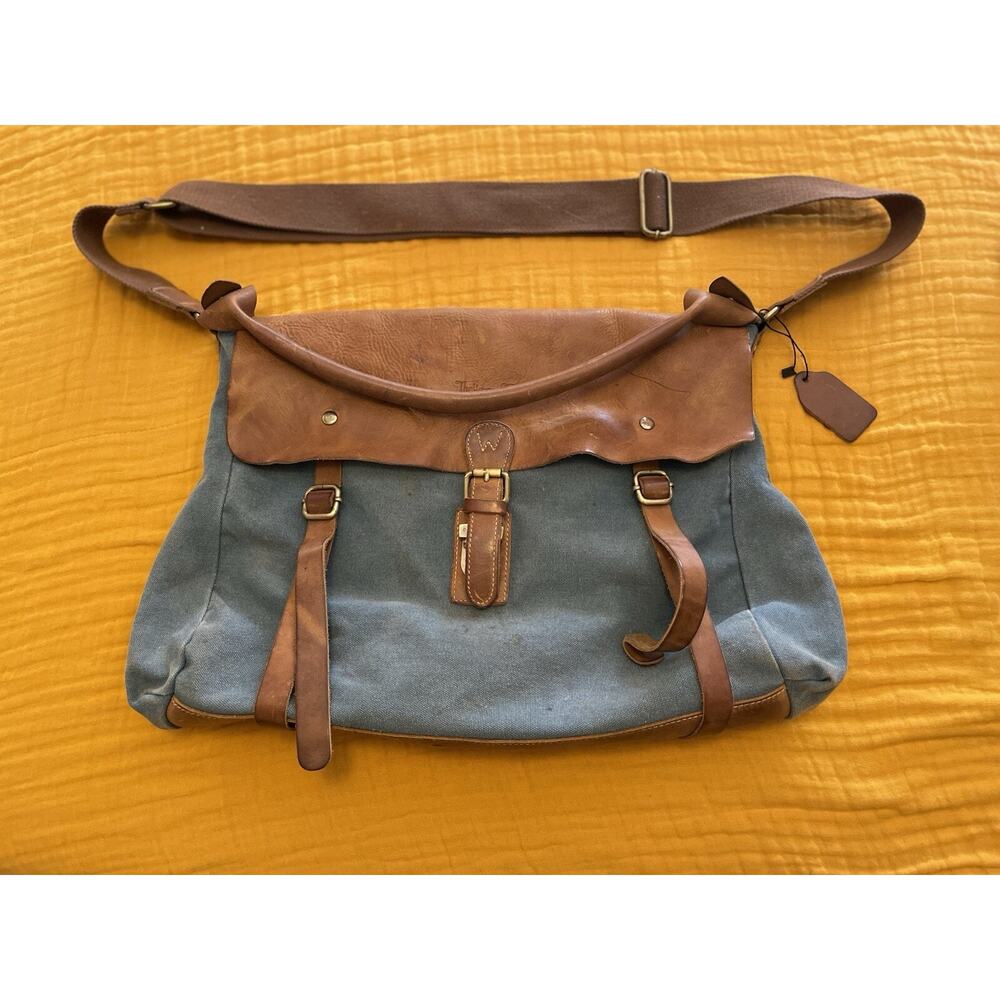 House of Flynn Blue Canvas Camera Bag – Leather Trim, Padded, Adjustable